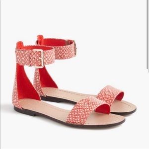 J. Crew Orange Snake Embossed Leather Sandal